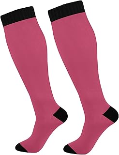 Calcetines de compresión para hombres y mujeres, color rosa profundo, hasta la rodilla, color rosa profundo, para deportes, correr, senderismo, fitness, multicolor, Talla única