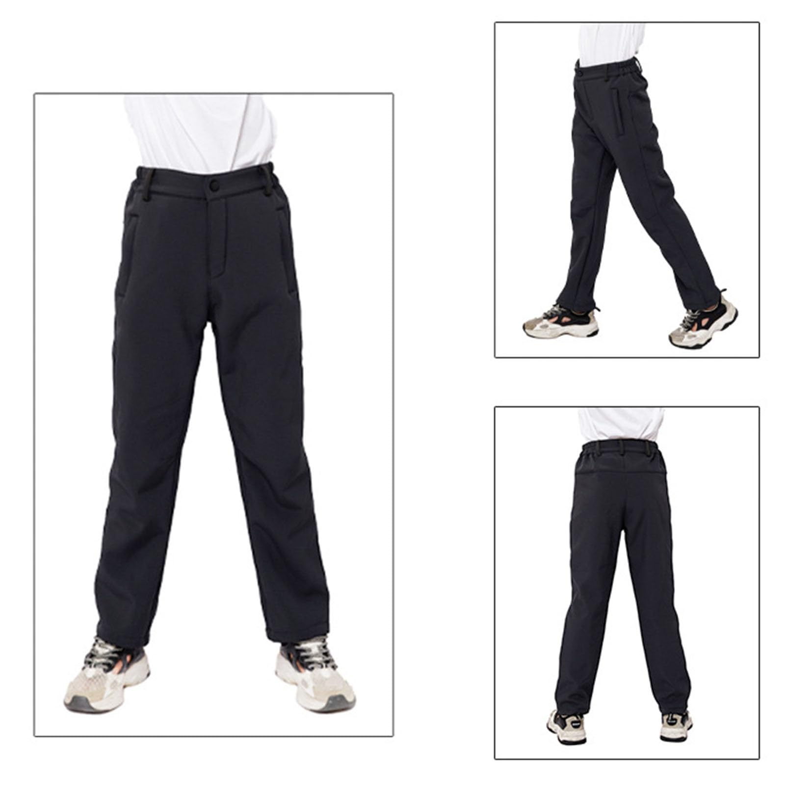 Generico Pantaloni Tuta Bambino 3-16 Anni Larghi Pile Caldi Invernali Pantaloni Felpati Cargo Ragazzo Sportivi Stretch Tasche Pantalone Jogging Baggy Casual con Elastico in Vita Morbidi Scuola