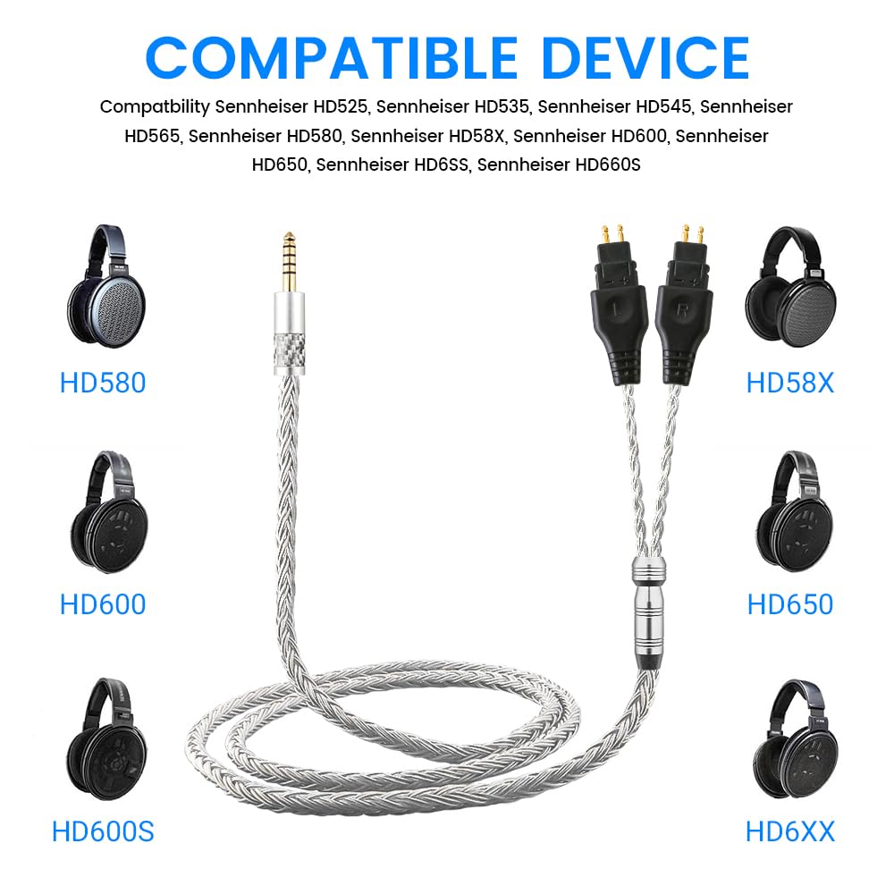 Replacement Cable for SENNHEISER Headphones HD650 HD600 HD580 HD535 HD545 HD565 HD265 with 4.4mm Plug (1.2m, 4.4mm) - Image 4