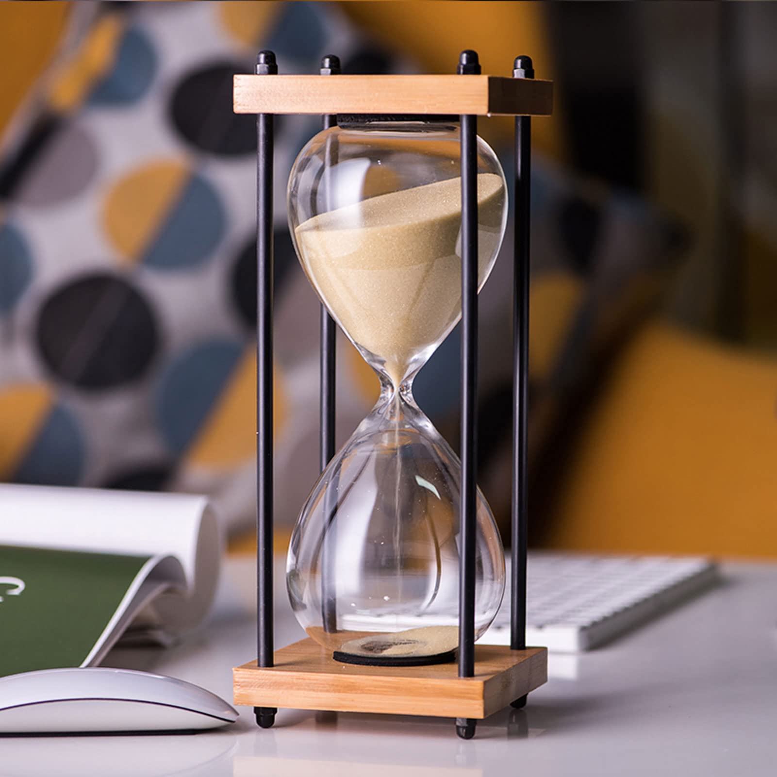 Temporizador de Reloj de Arena for el Aula de los niños, Cocina, Juegos, decoración de la Oficina en el hogar (Color : Yellow Sand, Size : 30 Minutes (9.6 * 9.6 * 25cm))
