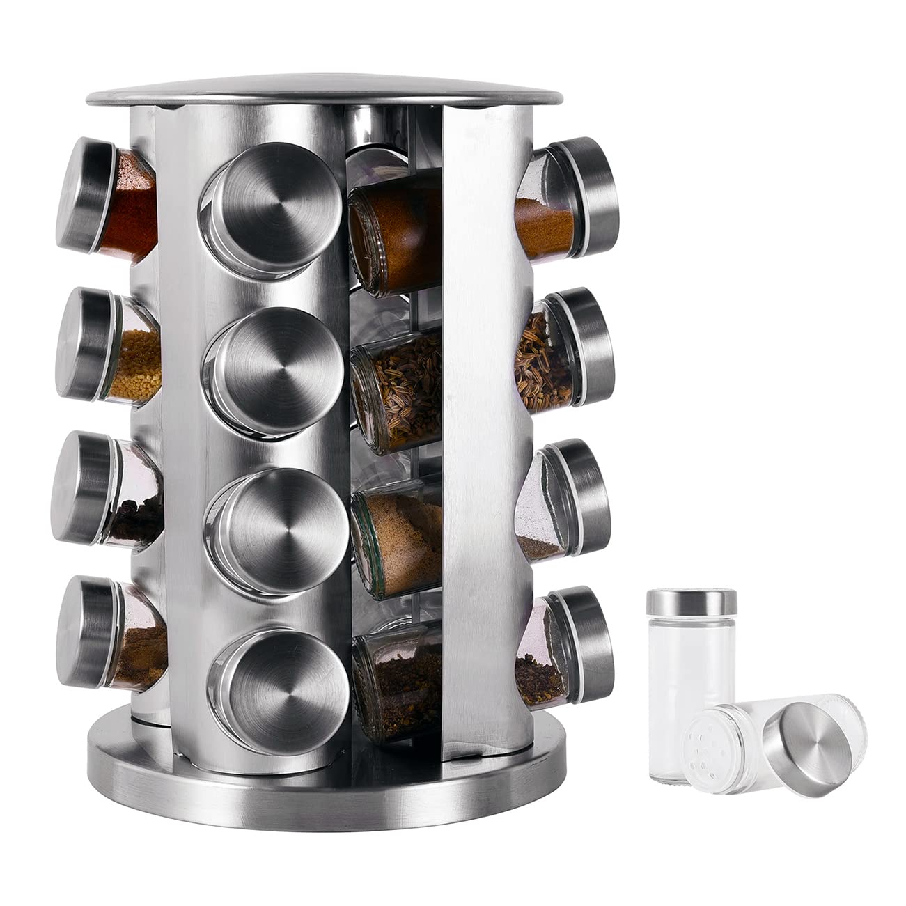 Buy Miorkly Rotating Spice Rack Organiser with 16 Spice Jars, Thick and
