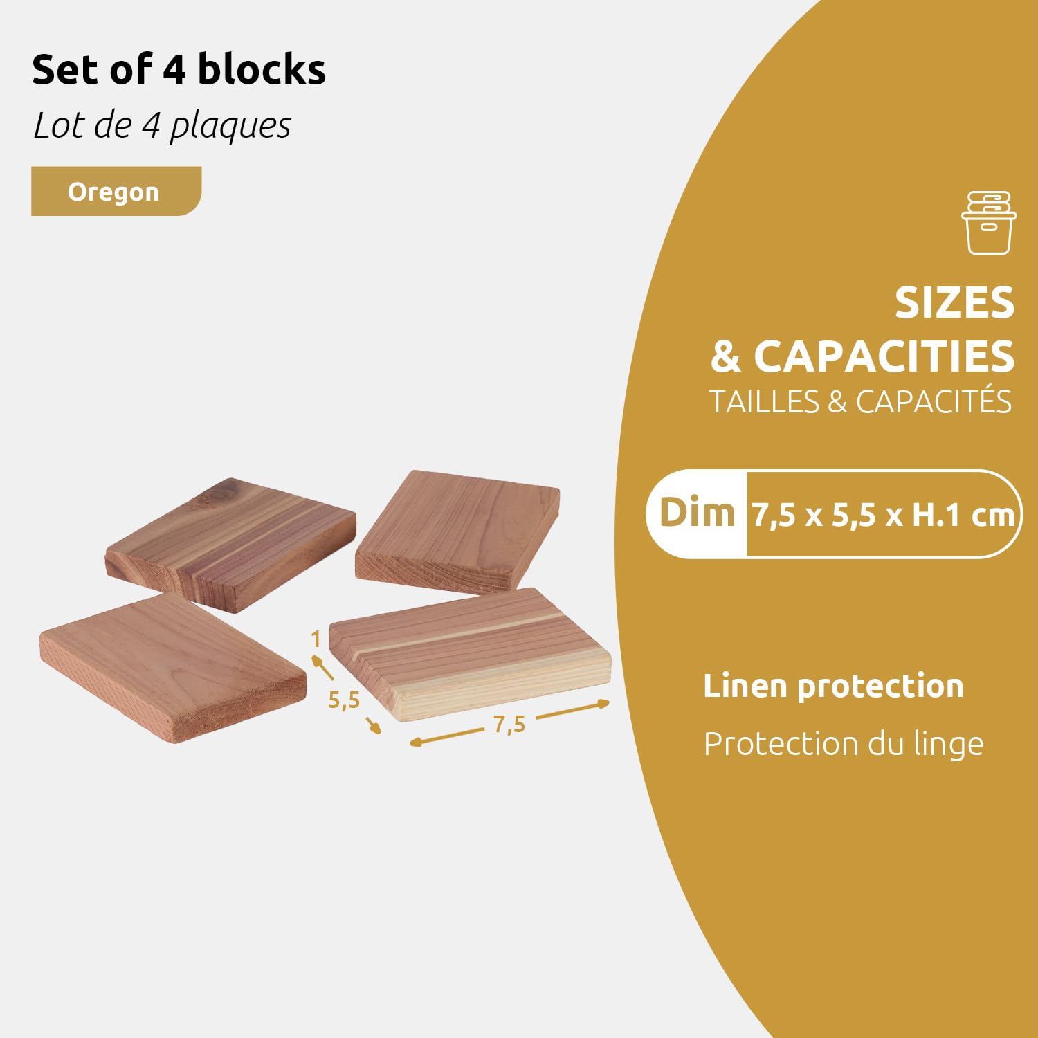 Compactor Set di 4 Plance Repellenti per Tarme in Legno di Cedro, Collezione NATURE, Misura M