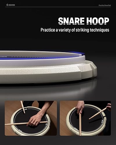 Miniatura 4 de Almohadilla de práctica de tambor, Donner almohadilla de práctica para tambor - Almohadilla de tambor silenciosa con simulación de caja removible