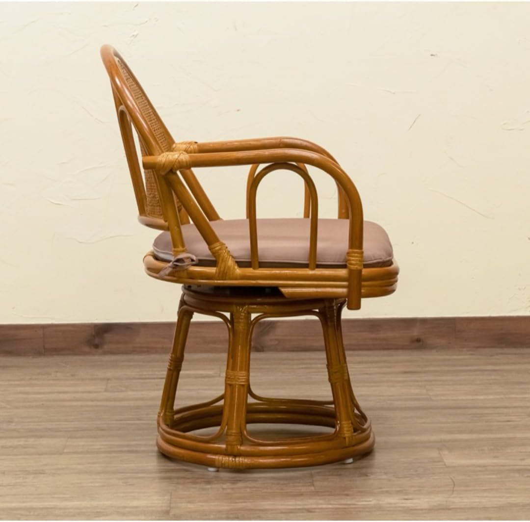 ★新品未使用★ 座椅子 回転 ラタン ハイタイプ（ハニー） 65ラタン 回転座椅子 ハイタイプ ハニー 幅520×奥行530×高さ750