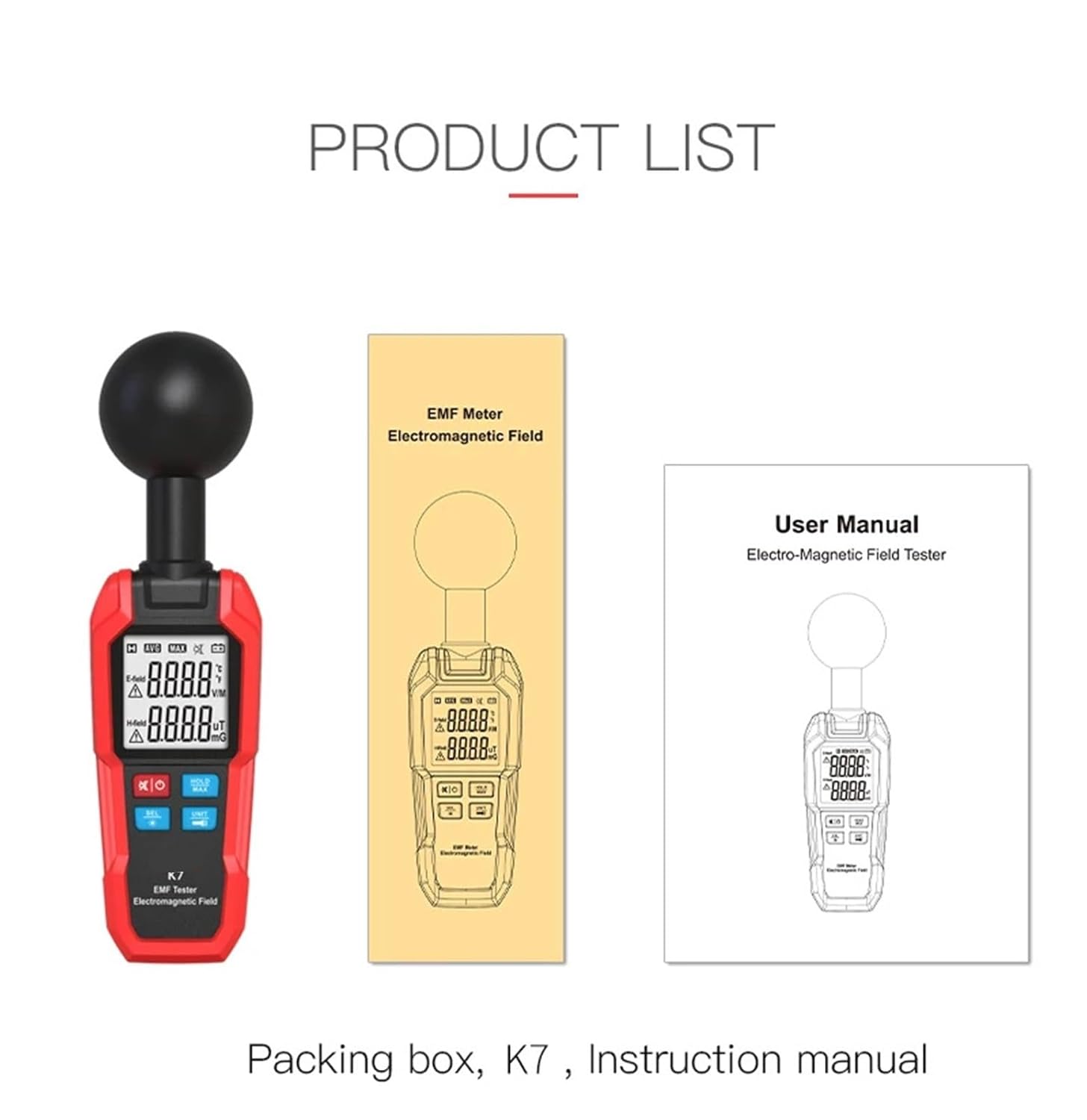 EMF Detector, Handheld EMF Meter Electromagnetic Field Radiation Detector Tester Portable Counter Emission Dosimeter K7,emf Reader