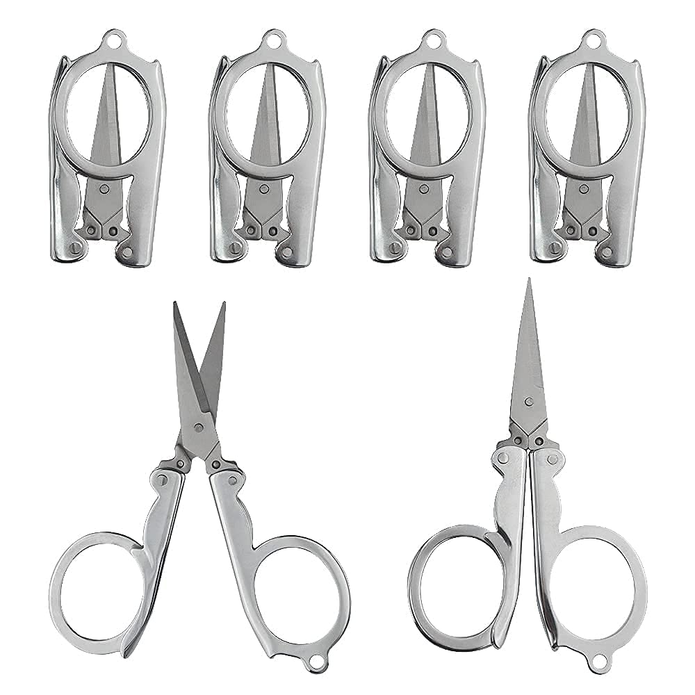 12 tijeras plegables pequeñas tijeras de viaje portátiles de acero inoxidable cortador mini tijeras set para el hogar oficina y viaje tijeras
