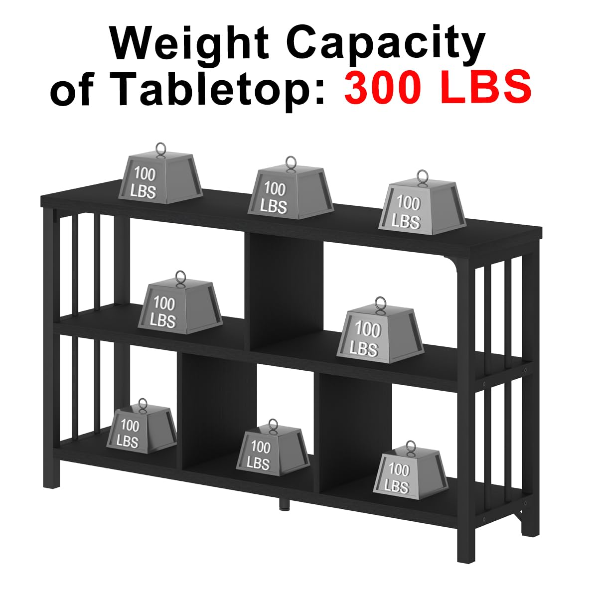 IBF Bibliothèque 5 Cubes 120cm métal Rustique Rangement Basse Chêne Noir | Étagère Cubique Cadre Métal Renforcé Panneau Anti Rayure Pieds Ajustables Autoportant sans Perçage Rangement Manga Plantes