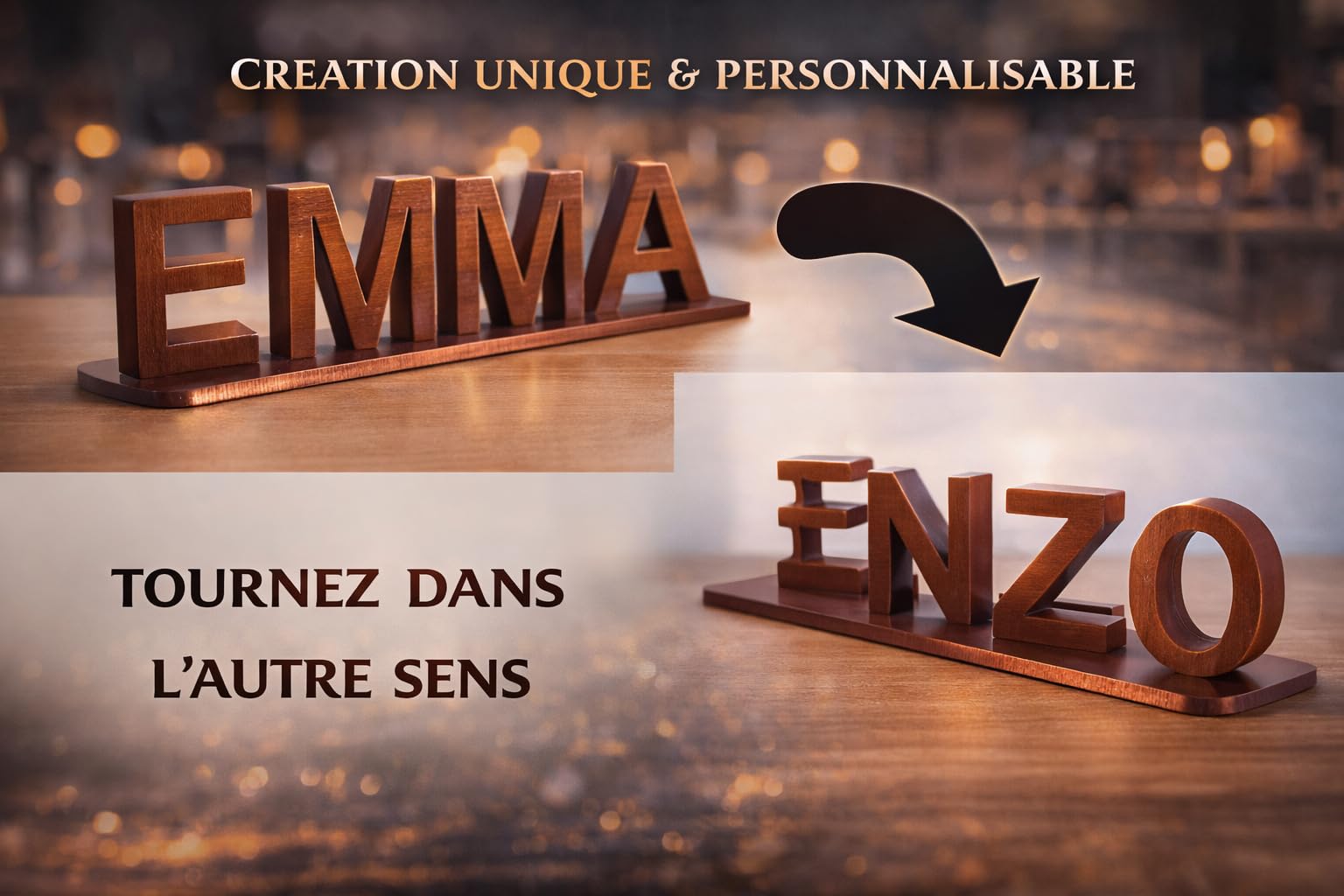 2 prénoms en 1. Prenom Double Personnalisable, Decoration Interieure, exterieure. Cadeau Unique, Cadeau Mariage Anniverssaire..