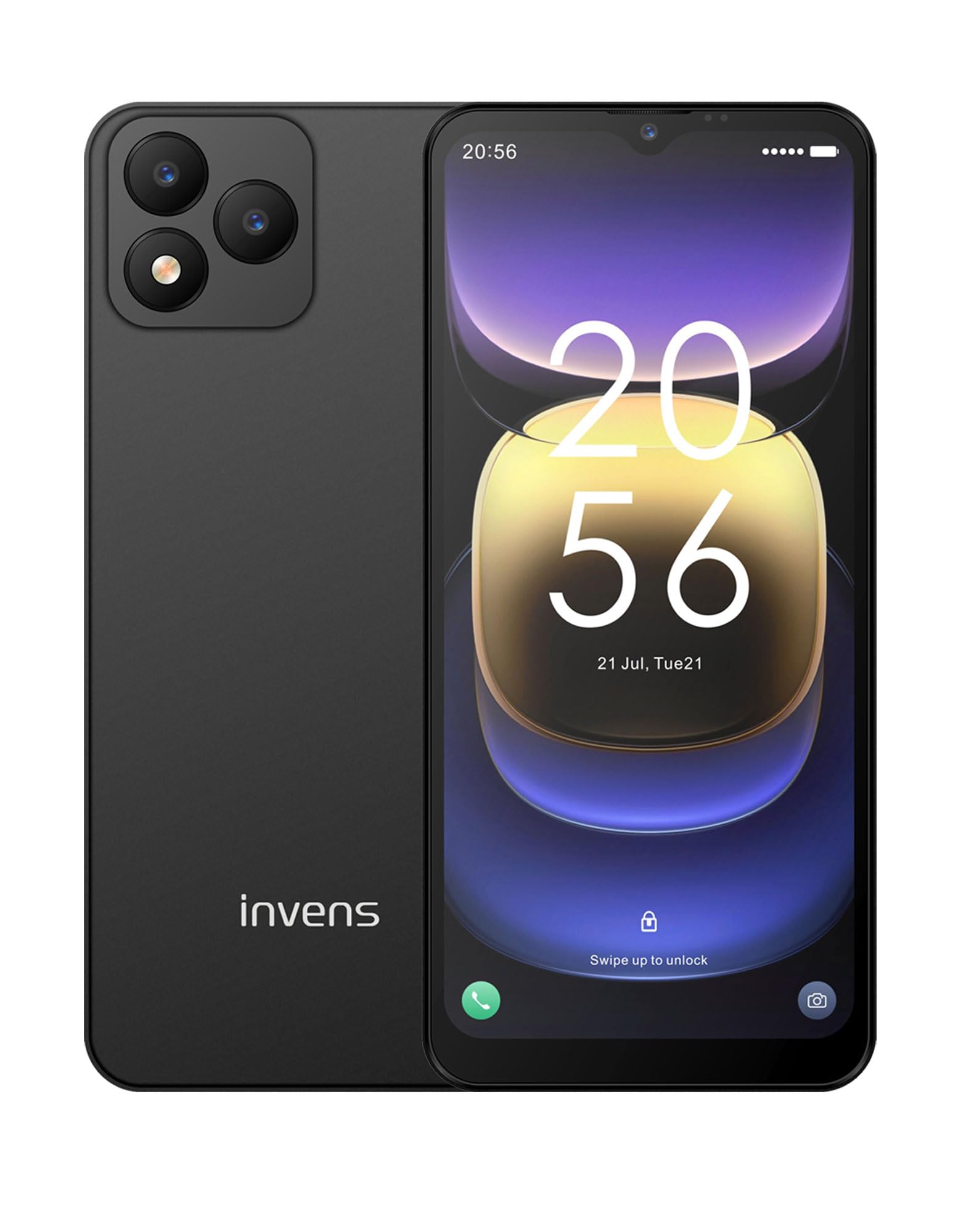 invens Note TK01 Android 4G Smartphone, 6,52" HD+ Display, 4250mAh Akku, 16MP+5MP Kamera, 7(3+4)+32GB/256GB, Octa-Core Face ID, Dual SIM/OTG/GPS/3,5mm Handy ohne Vertrag Günstig, Schwarz