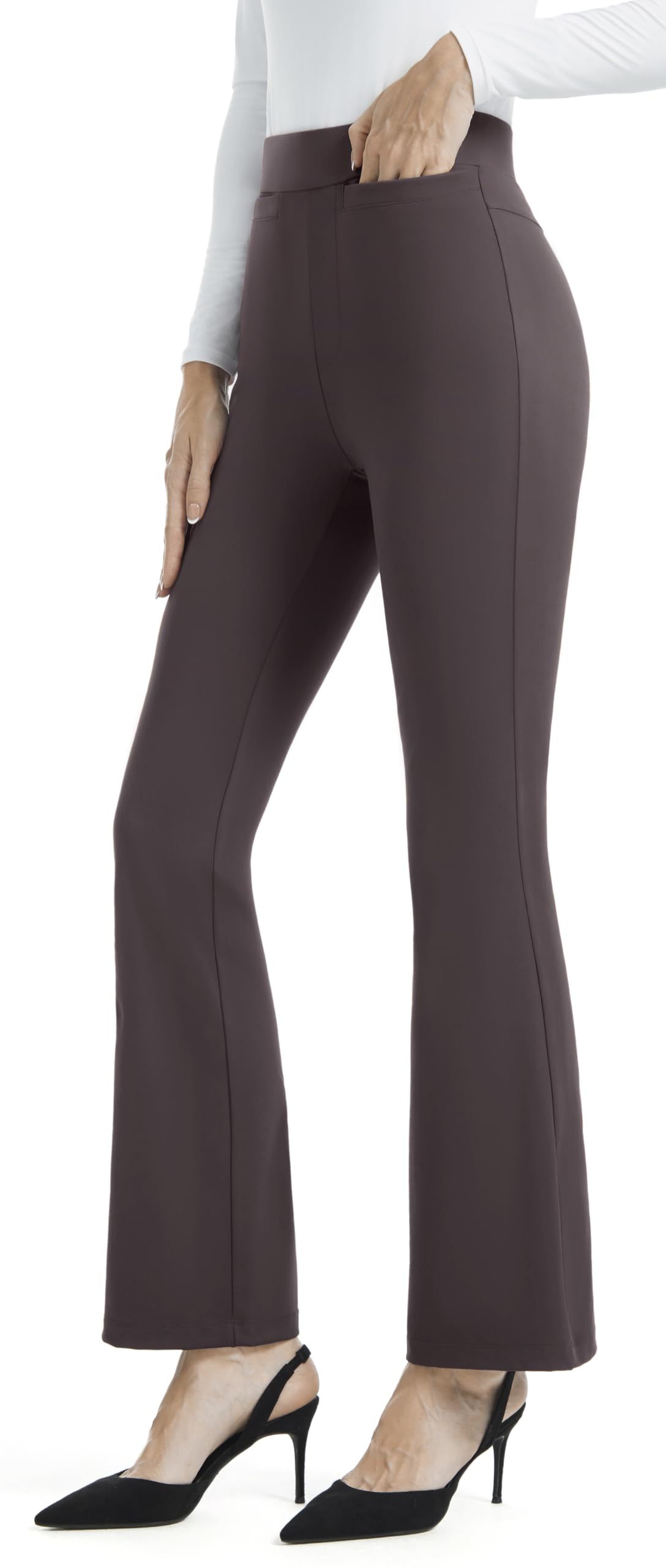 AFITNE Women's Yoga Dress Pants Stretchy High Waist Pull On Bootcut Business Work Office Casual Slacks with 2 Pockets 29”/31”