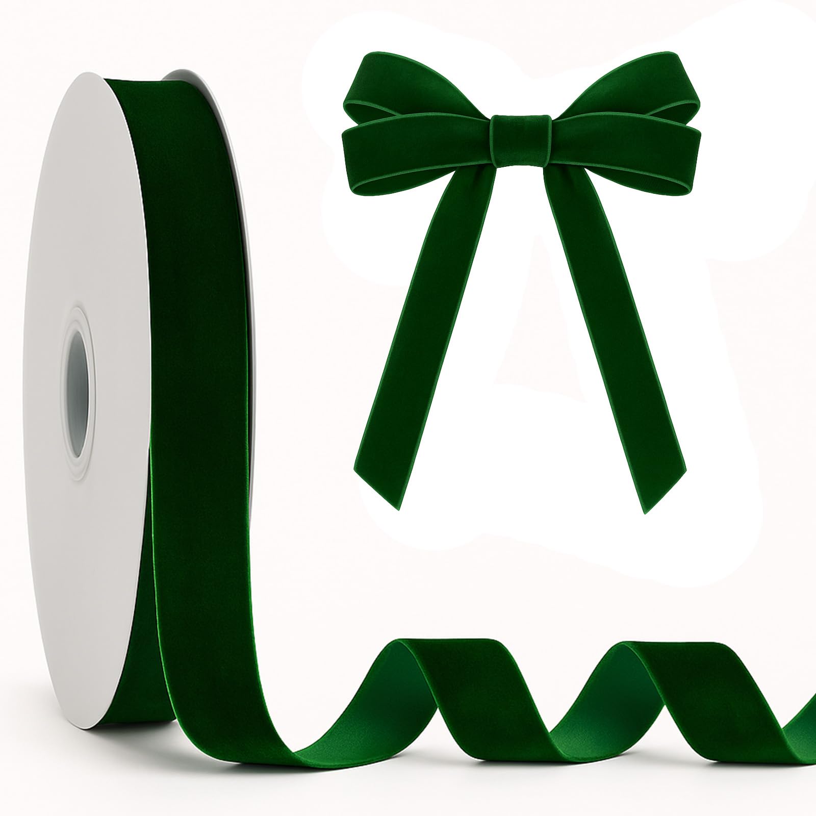 jijAcraft Dark Green Velvet Ribbon: 25mmx22m Velvet Ribbon for Christmas