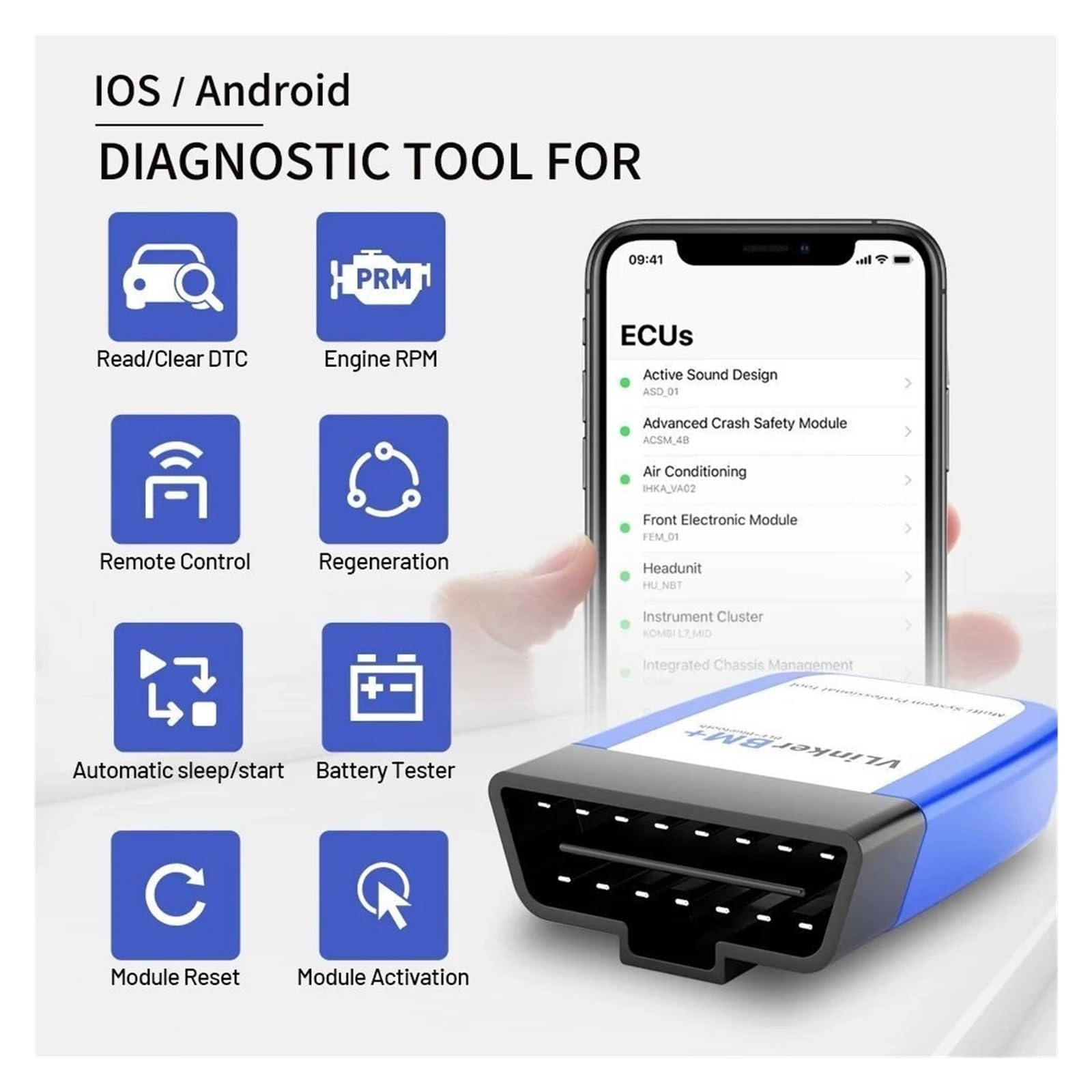 Scanner diagnostico automobilistico for scanner for auto for strumento diagnostico Bluetooth 3.0 4.0 OBD1