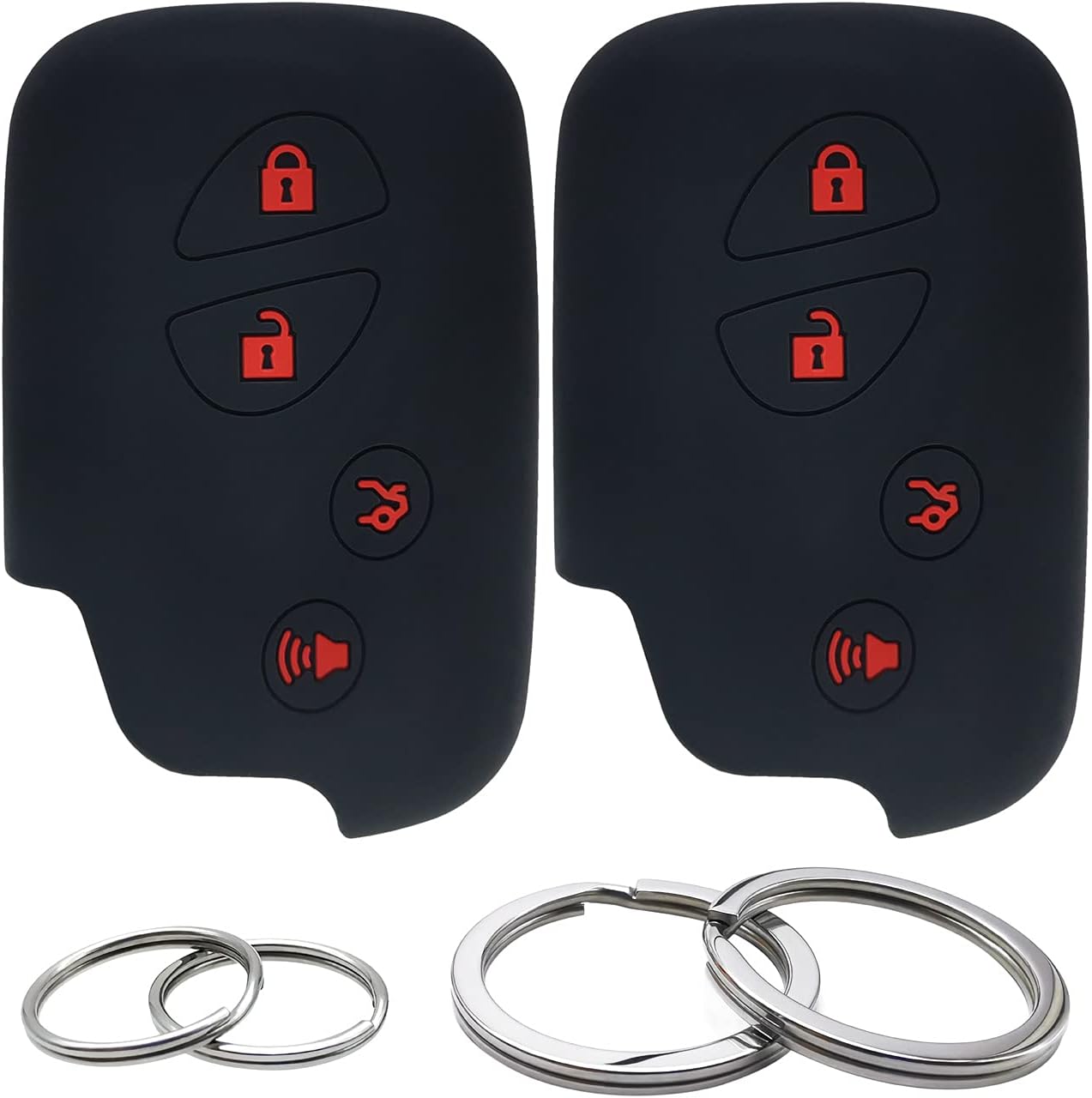Qty(2) Black Silicone Key Fob Cover Case Jacket Protector For Chevrolet
