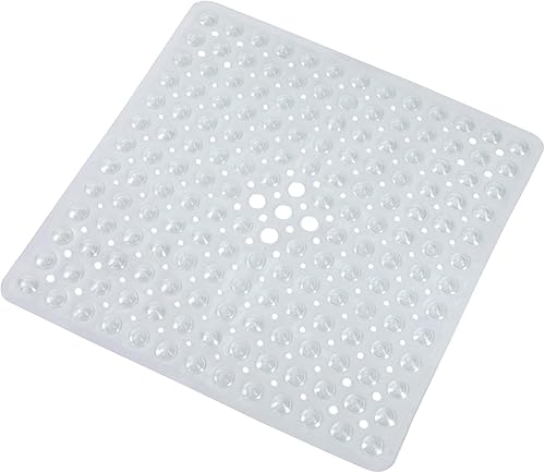 Miniatura 17 de Almohadilla de ducha antideslizante para bañera, 21 x 21 pulgadas, suave, de gran tamaño, lavable a máquina, con orificios de drenaje, ventosa para
