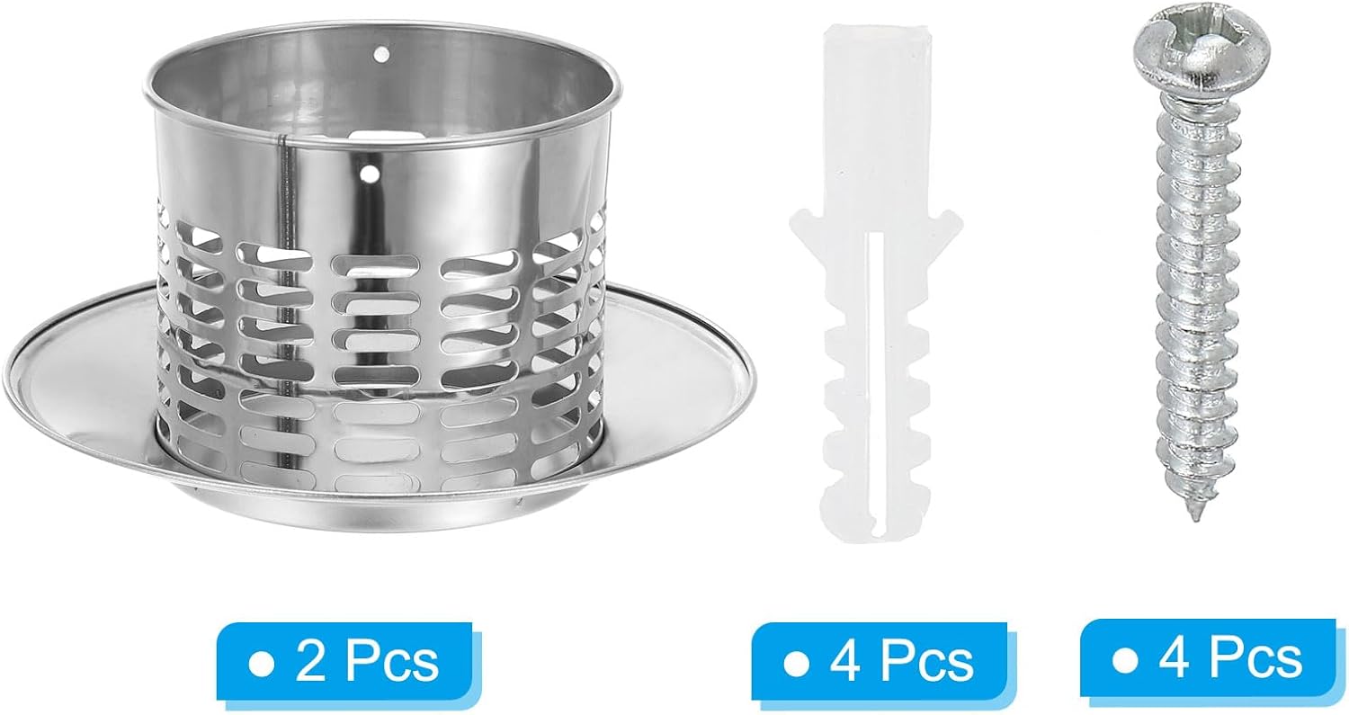 PATIKIL 4" Chimney Cap, 2pcs 304 Stainless Steel Round Chimney Cover Cap Hood Screen Roof Vent with Screws for Fireplace Exhaust Exterior Stove Pipe