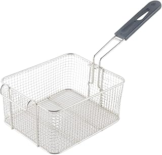 Frying Basket, Stainless Steel Square Frying Basket, Deep Fryer Strainer with Detachable Handle, Durable Chip Serving Frying Basket, Deep Frying Basket for Kitchen, Restaurant, Cafe