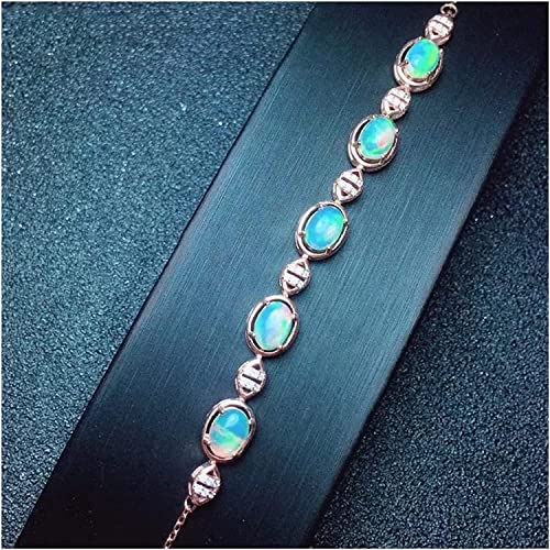 Bracelet en opale naturelle véritable avec chaîne élégante en argent 925