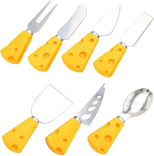 Cuchillo de queso, juego de 7 cuchillos de queso para tabla de embutidos, cortador de cuchillos de queso, tenedor de quesos pequeños, juego de