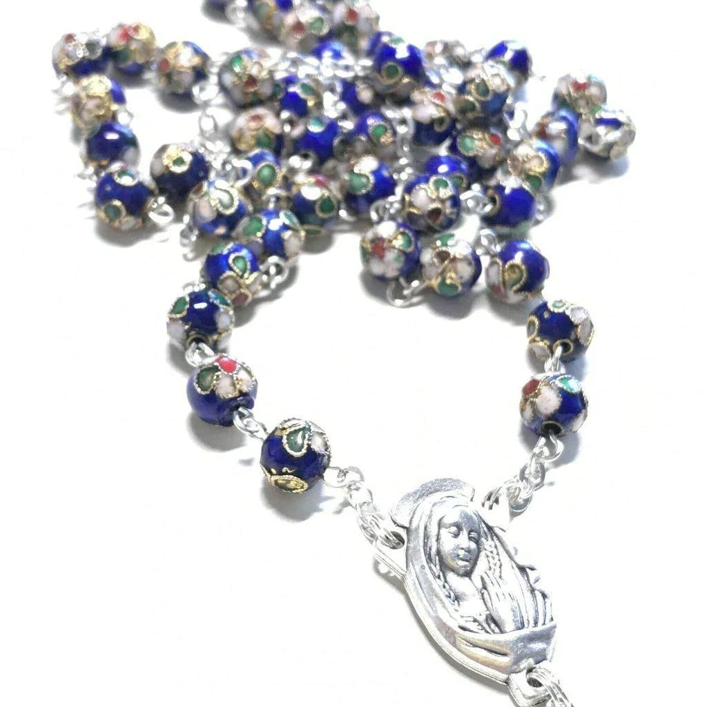 Catholically Blue Cloisonne Rosary Blessed by Pope Prayer Beads