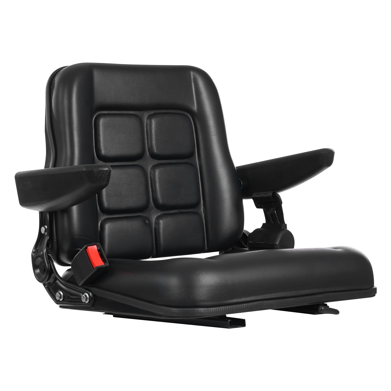 Seggiolino universale per carrello elevatore, sedile trattore con cintura di sicurezza, sedile regolabile in pelle di PVC, sedile del carrello elevatore fino a 100 kg, sedile
