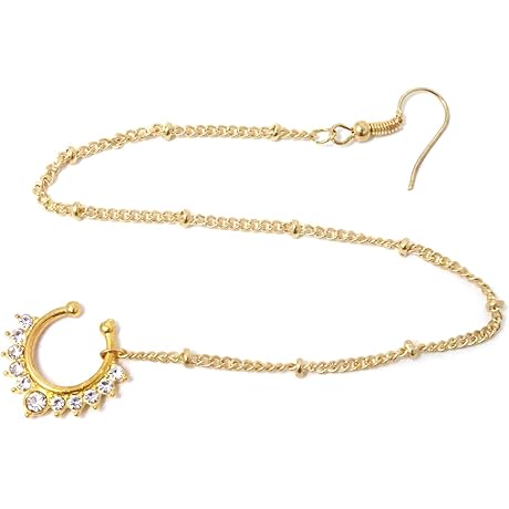 Intriguing Gypsy Nose Ring: A Non-Piercing Adornment with an Ear Chain