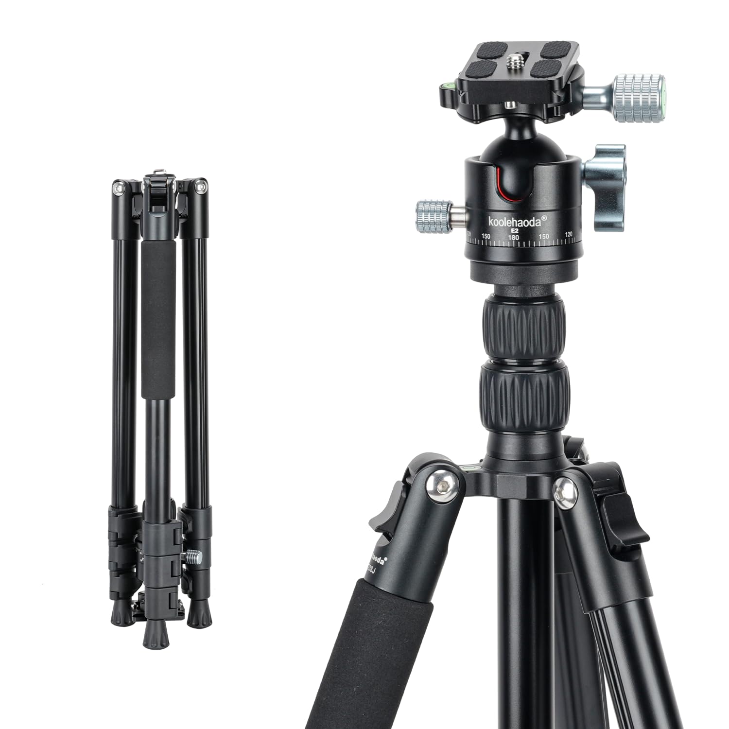 Koolehaoda Trípode para cámara, trípode plegable de aluminio de 70 pulgadas, trípodes de viaje ligeros para cámara con cabezal de bola de 360°, capacidad de carga de 22 libras para cámara DSLR y
