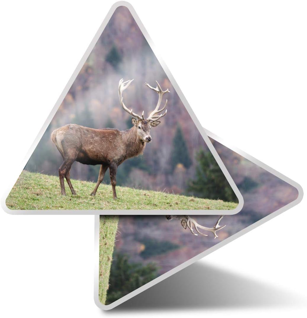 2 x Triangle Stickers 10 cm - Deer Stag Antlers Animals Fun Decals for Laptops,Tablets,Luggage,Scrap Booking,Fridges #3667