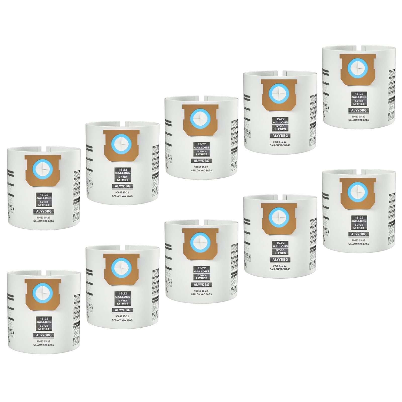 Tsophreniq Efficiency Filtration Vacuum Bags Efficient Particle Captures Collection Filter Bags for 15-22 Gallon Vacuum Cleaners Replacement