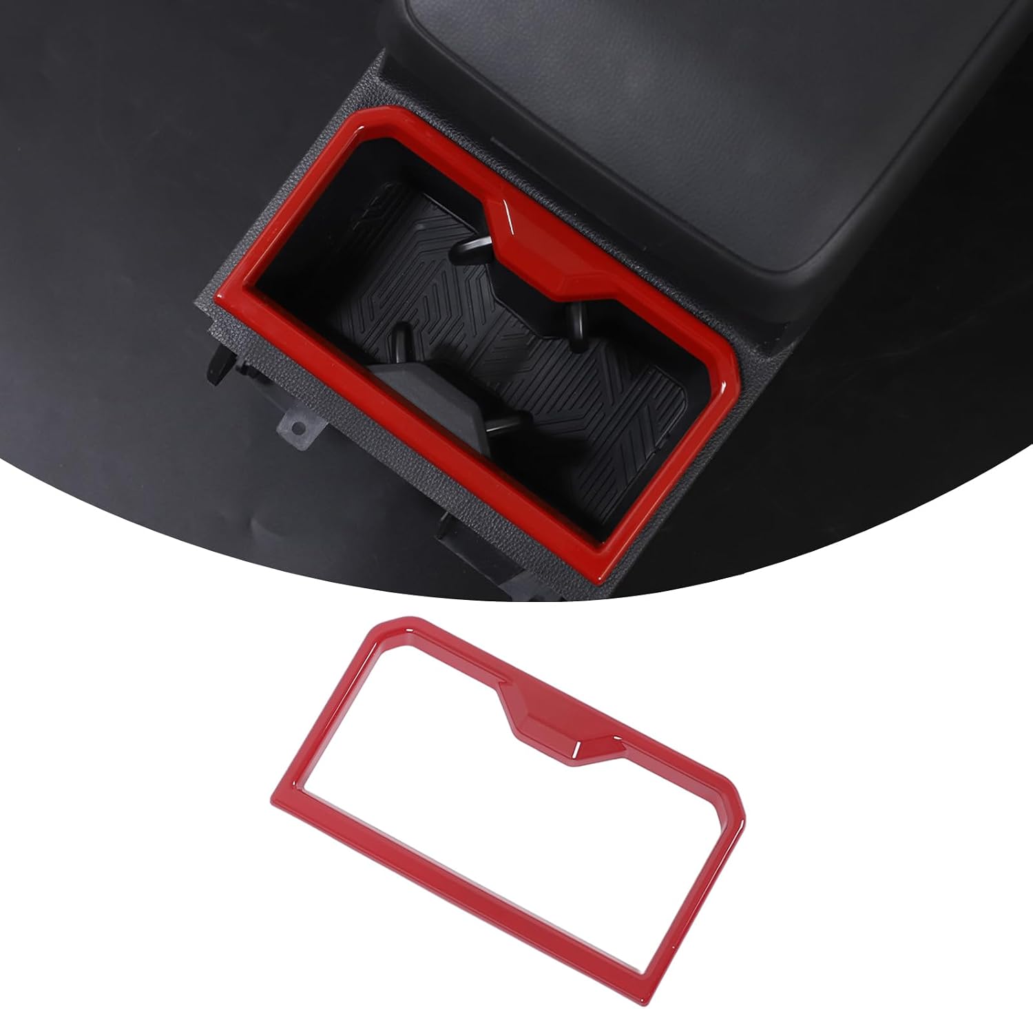 Car ABS Inner Front Row Cup Holder Trim Panel Stickers,Compatible with Toyota Tacoma 2024 2025+,Front Row Cup Holder Protective Panel Stickers Accessories (Black Carbon Fiber)