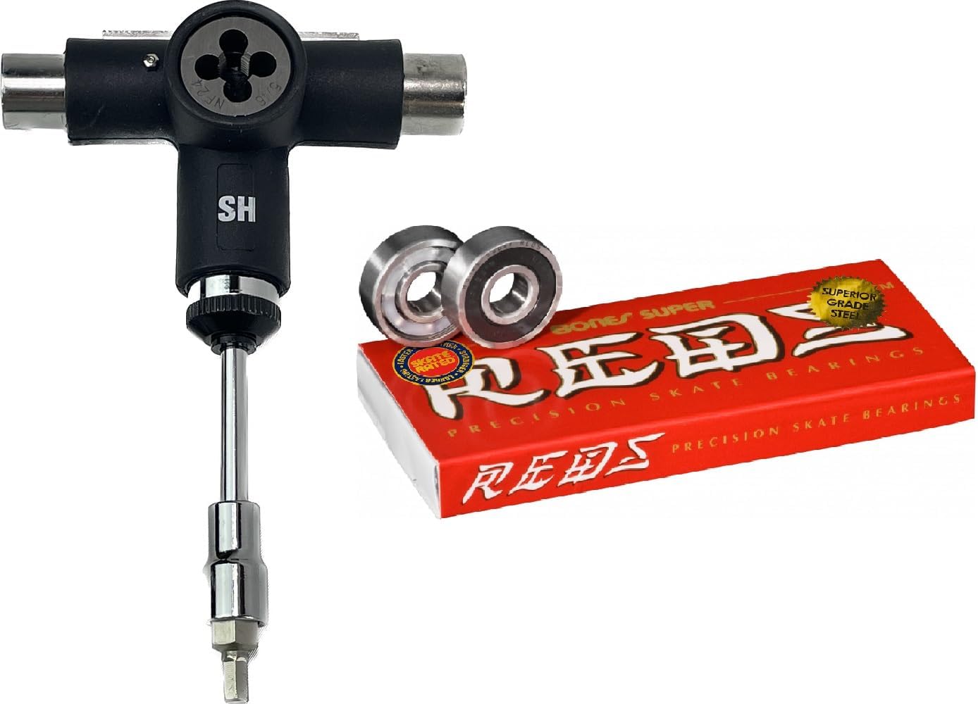 Bones Super Reds Bearings W Ratcheting Multifunction Skateboard Skate Tool
