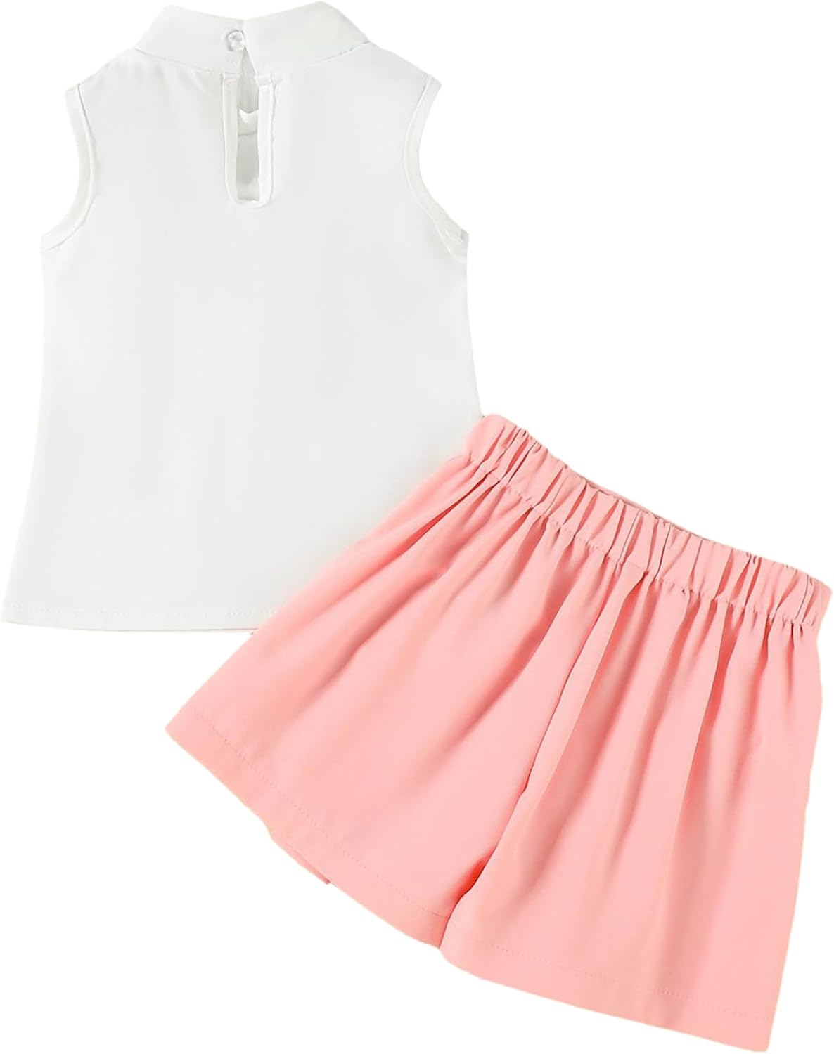 ranrann Girls' Skirt Sets Summer Sleeveless T-Shirt and Bow Pleated Skirts Cute 2 Piece Outfit