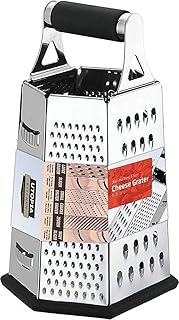 Utopia Kitchen Cheese Grater for Kitchen Stainless Steel 6-Sides - Easy to Use and Non-Slip Base