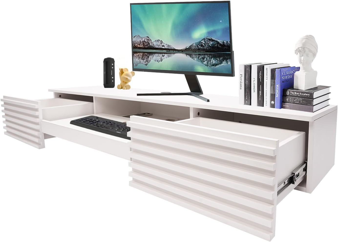 Nova Floating Desk with Drawers & Keyboard Tray