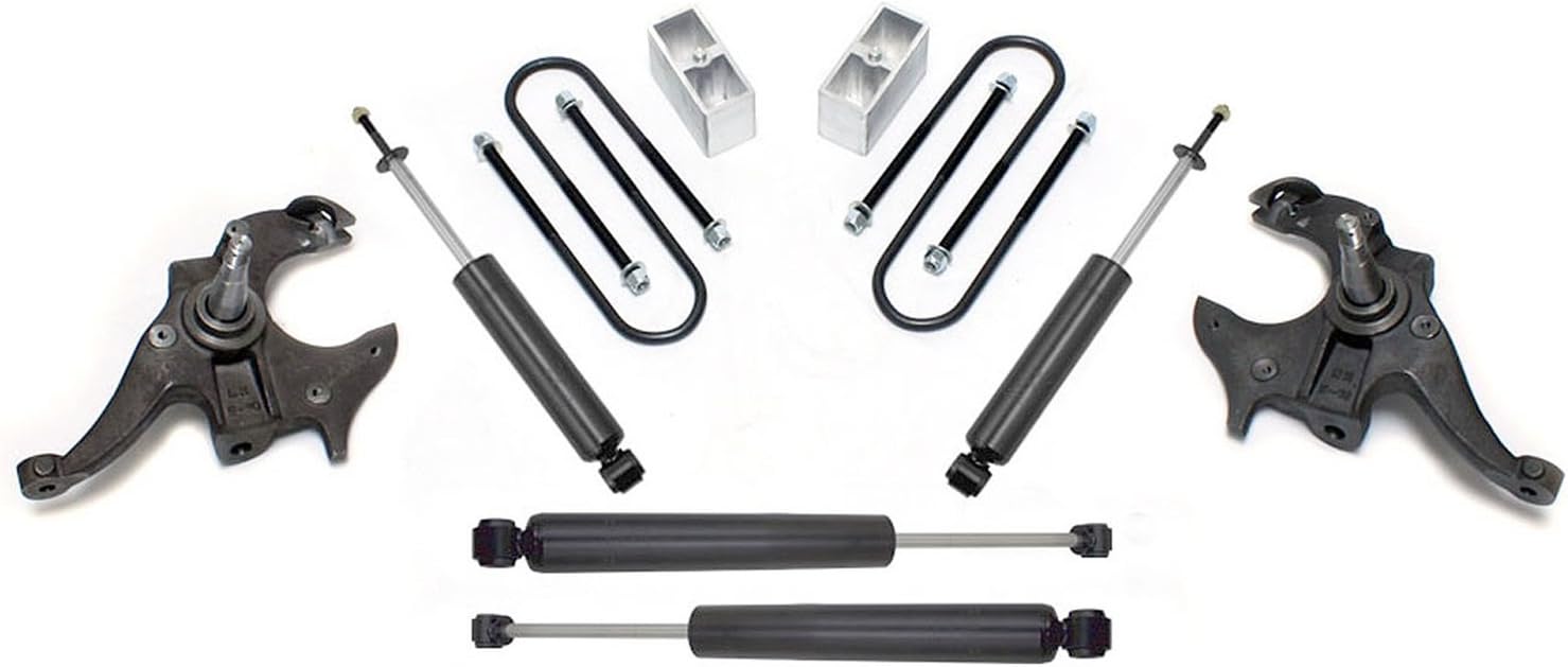 MaxTrac Lowering Kit: 2 in. Front Drop, 3 in. Rear Drop, Includes Front Spindles, Maxtrac Shocks, Rear Blocks, U Bolts, Steel Construction