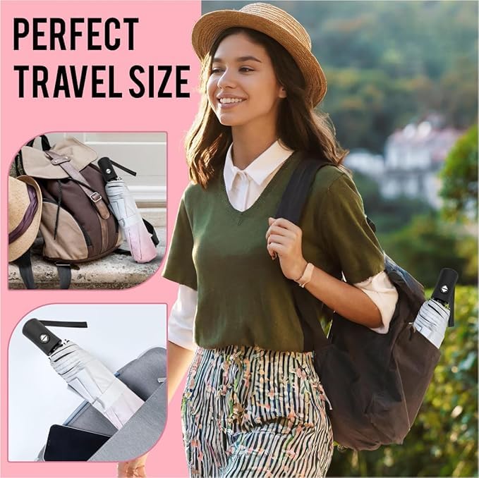 Image of TEKCOOL Umbrella, UV Big Size Umbrella for Sun Protection Rain Windproof Strong large 3 fold for men women kids boys girls Perfect small & stylish Windproof & Compact(Green)