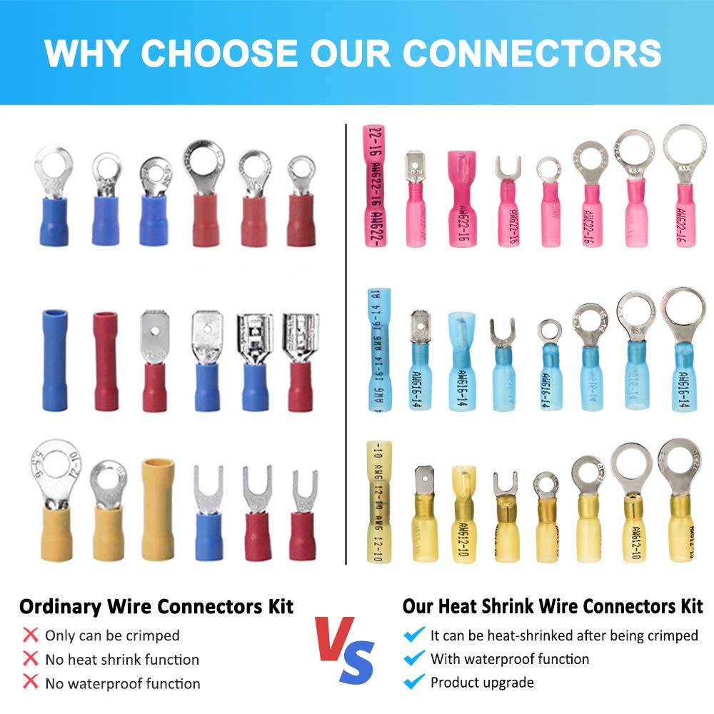 300 Connettori A Saldare Termoretraibili Di Testa Set Di