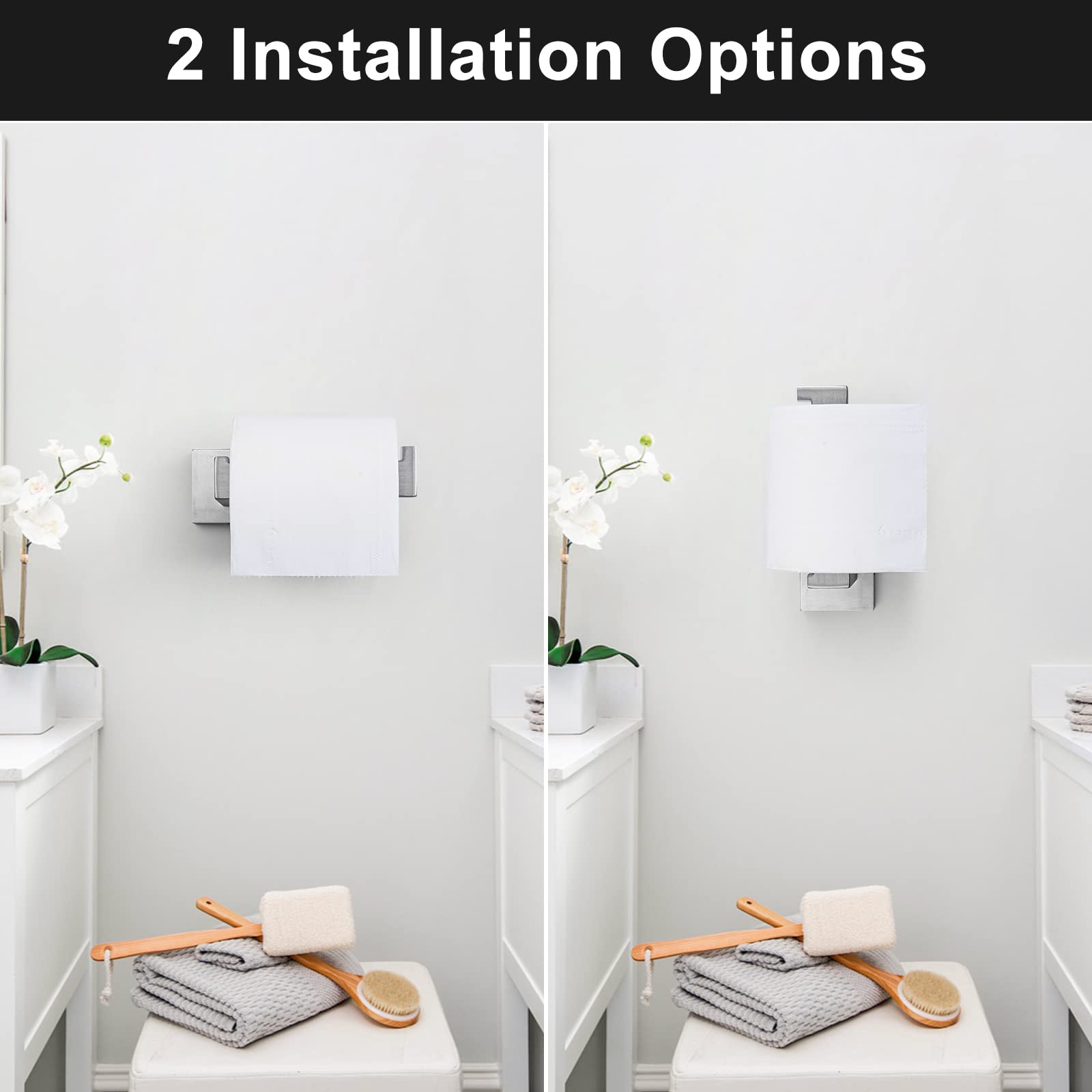 Soporte de papel higiénico para montaje en pared, soporte para rollo de papel higiénico de níquel cepillado SUS304 de acero inoxidable para baño, cocina, baño 5