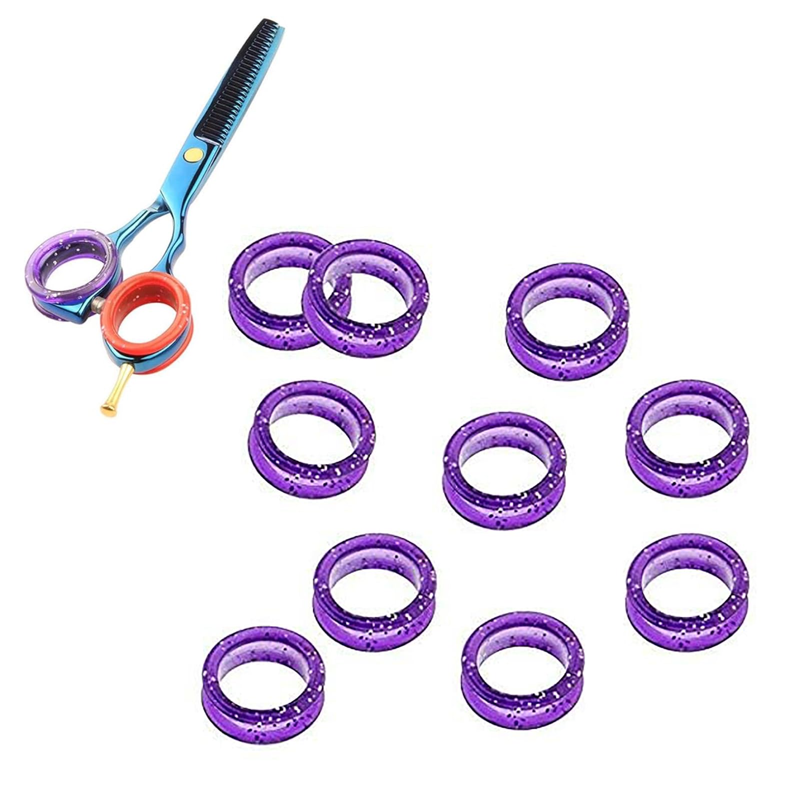 Silicone Scissors Finger 10Pcs Barber Hair Scissors Finger Rings Silicone Enhanced Comfort Hair Grooming Shears Thumb Insert Finger Rings Grip for Pet Shears