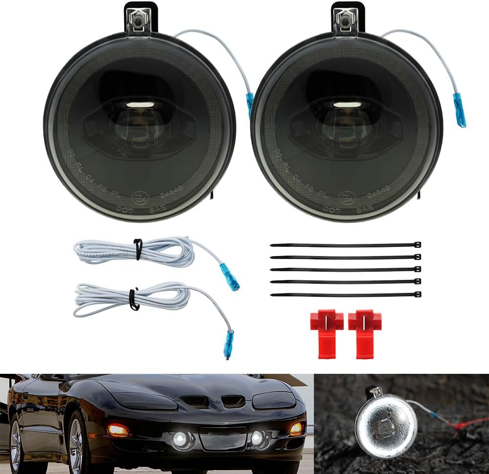 NJSBYL LED Halo Ring Fog Lights for 1998-2002 Pontiac Firebird Trans Am/Base/Formula White Fog Lamp with Halo Ring Daytime Running Light DRL OE Replacement Fog Driving Beam