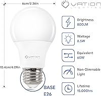 Vista 2 de 24 Pack A19 LED Light Bulb Daylight 5000K LED Bulbs, 60 Watt Equivalent, Efficient 8.5 Watt, 800 Lumens, E26 Medium Base, Non-Dimmable, ETL/UL Listed