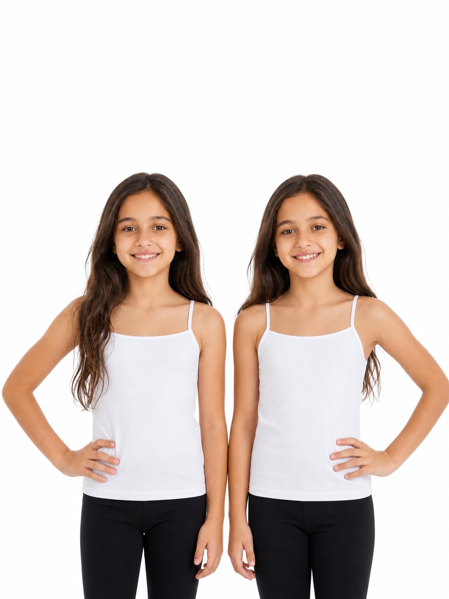 BODYCARE Kids Girl's Vest Super Combed Cotton Spandex Slip Soft & Comfortable Skin Friendly Innerwear Camisole | Pack of 2 White & White (in, Age, 8 Years, 10 Years, Regular, White)
