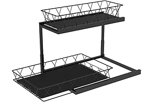 Versatile Under Sink Organizer: Maximize Space with Dual Tier Sliding Drawer