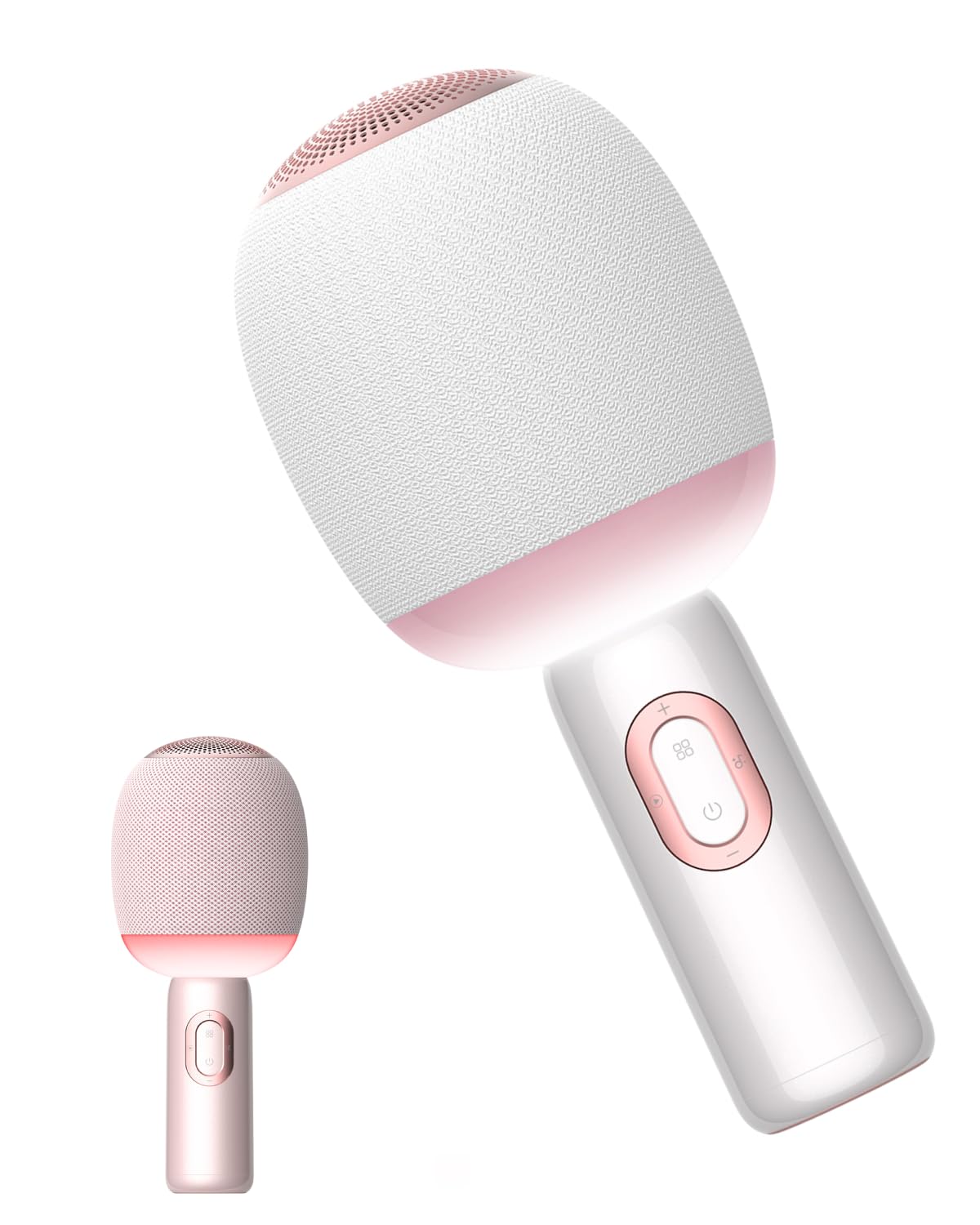 Wireless Bluetooth karaoke Microphone, 5-in-1 Portable Handheld Microphone for iPhone, Karaoke Microfono with Dynamic Lights for Car / Home Party, Music Record, Duet Singing Mic for Kids Adults-White