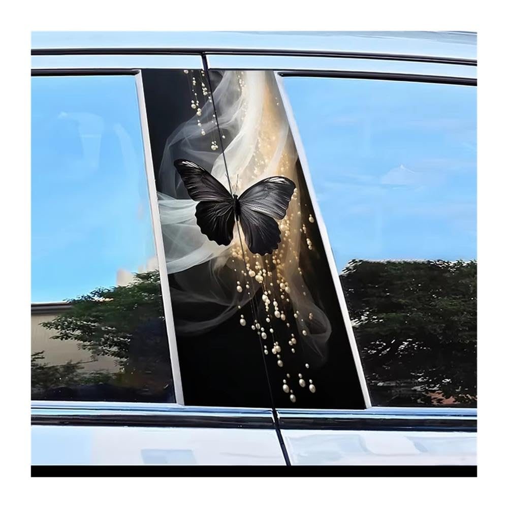Bertdcx One Color Car B Pillar Waterproof Center Column Stickers Butterfly B-Pillar Scratch Protection Auto Parts