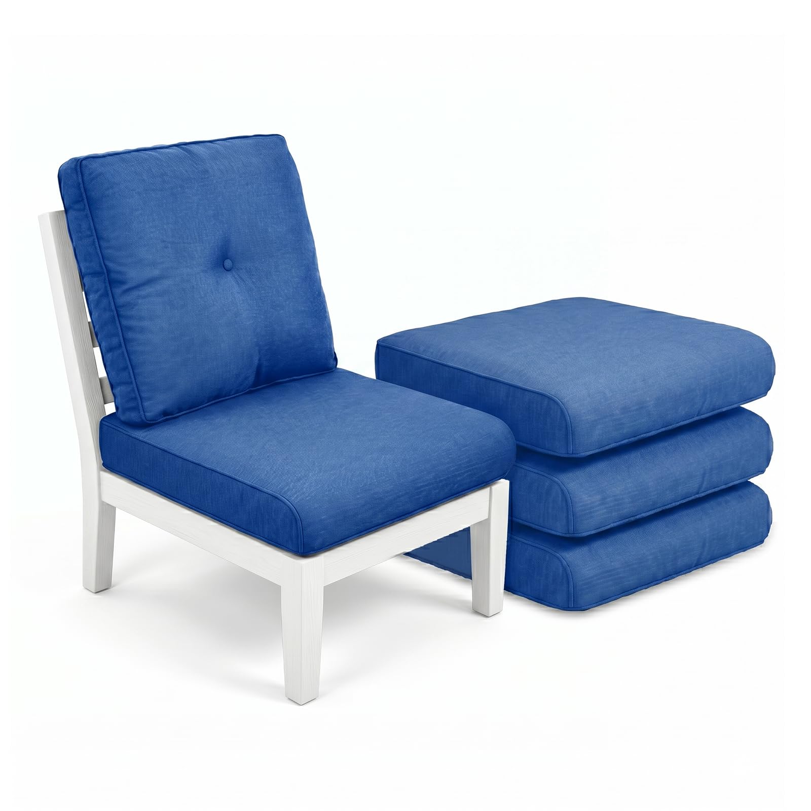 Luxury 4" Thick Outdoor Cushion Set of 4 - 22x24 Patio Furniture Cushions with 28D High-Density Foam, Water-Resistant &amp; Fade-Resistant Fabric, Removable Covers for Patio Furniture Sofa Couch -Blue