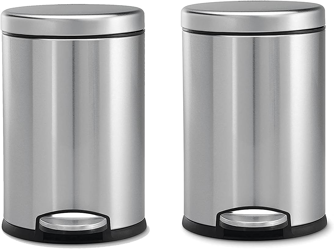 OPR Stainless Steel Plain Pedal Dustbin with Lid | Trash Can Round Shape Dustbin for Bathroom, Home, Kitchen, washrooms, Room and Office- Pack Of 2 (5 Litre)