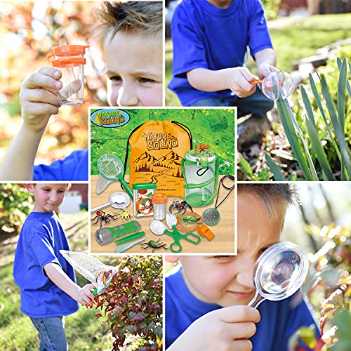 Nature Bound 19 PC Outdoor Explorer Kit & Bug Catcher Set with Flashlight, Compass, Magnifying Glass, Butterfly Net, and More - Image 6