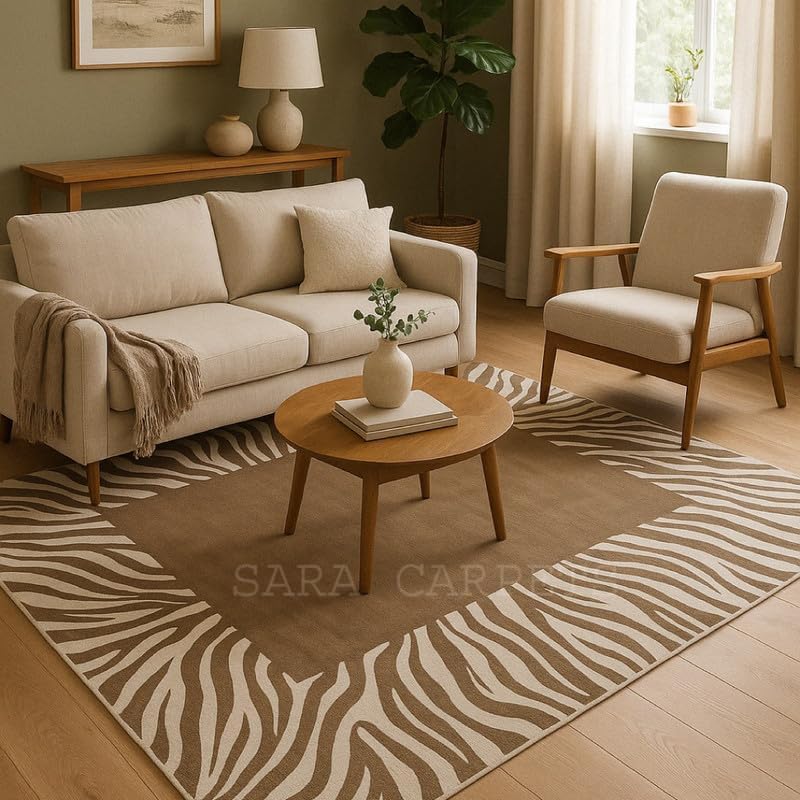 Image of Modern Abstract Hand Tufted Wool Floor Carpet for Home decore Living Room|Home and Bedroom & Hall 8x10 feet (240 x 300cm) L Brown H11