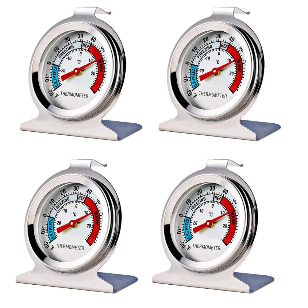 Termómetros para refrigerador de acero inoxidable en pack de 4 piezas con esfera grande