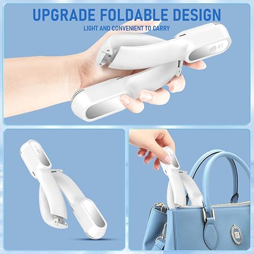 Miniatura 8 de BestYiJo Ventilador de cuello portátil, ventilador plegable sin aspas, recargable por USB de 4000 mAh, ajuste de 3 velocidades, flujo de aire de